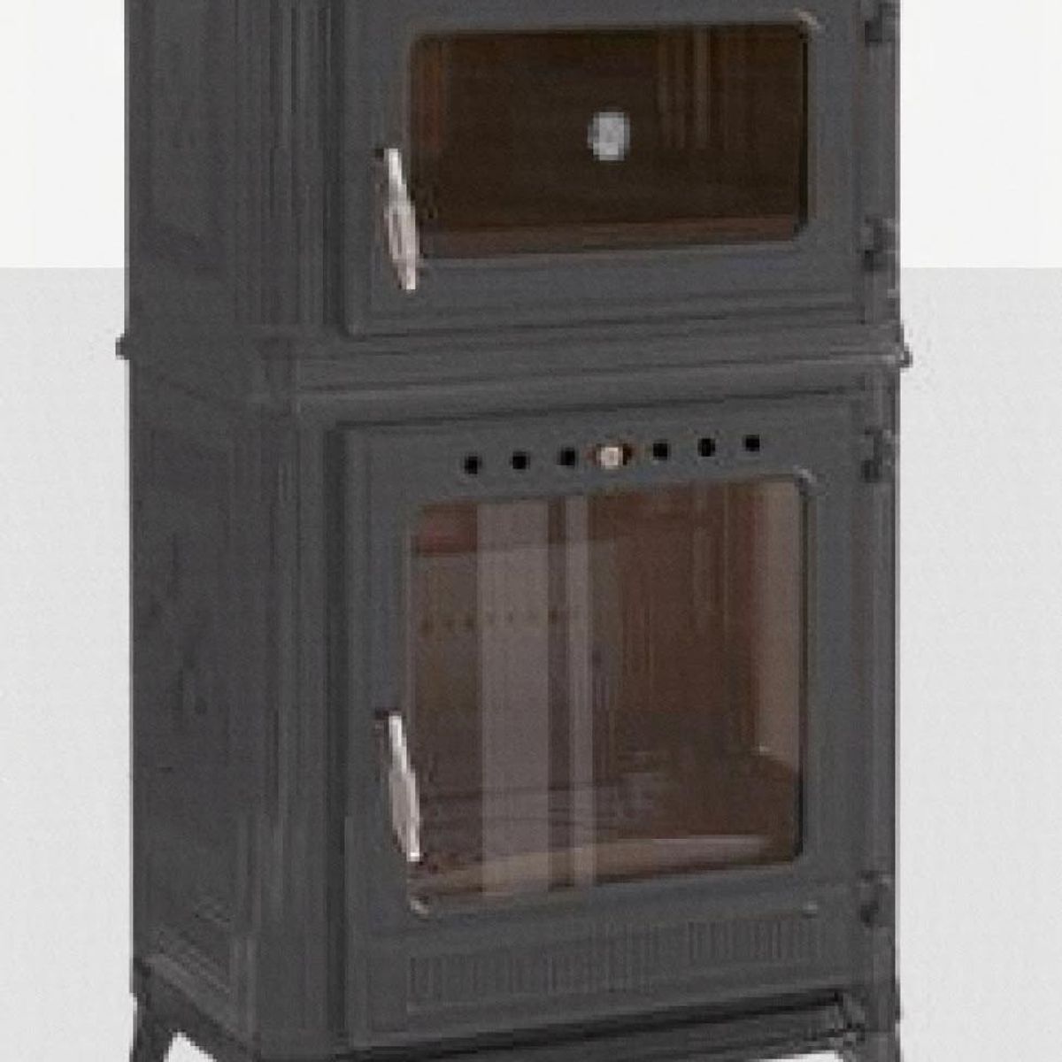 Vedkomfyr Modell 8010 koketopp bakerovn 7kW grå emaljert