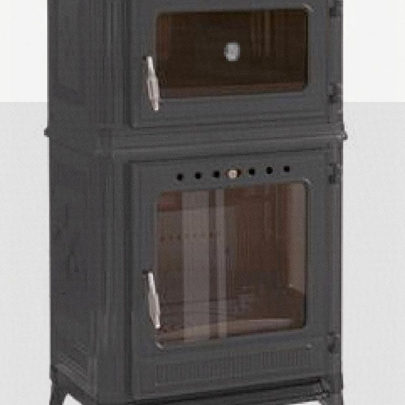 Vedkomfyr Modell 8010 koketopp bakerovn 7kW grå emaljert