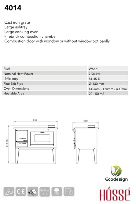 Hovedbilde Vedkomfyr Modell 4014  7,9kW DEMO VARE