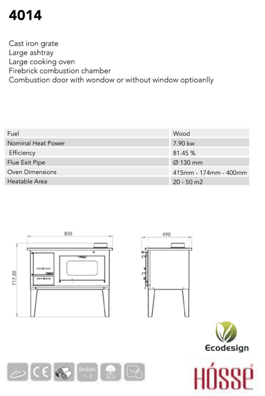 Vedkomfyr Modell 4014  7,9kW