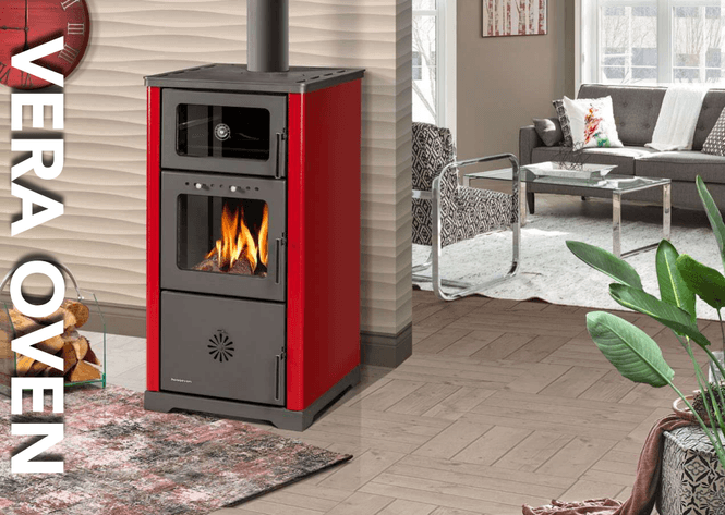 Hovedbilde Vedkomfyr med vannkappe 24,9 kW rød
